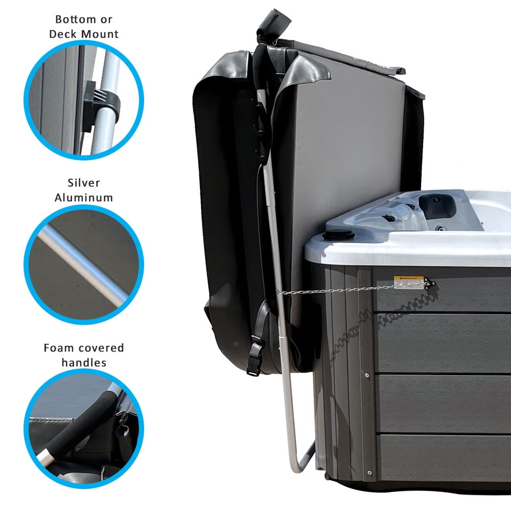 Puri Tech Cover Lifts Fold Bottom or Deck Mount Spa & Hot Tub Cover Lift Removal Silver 11.53 lb