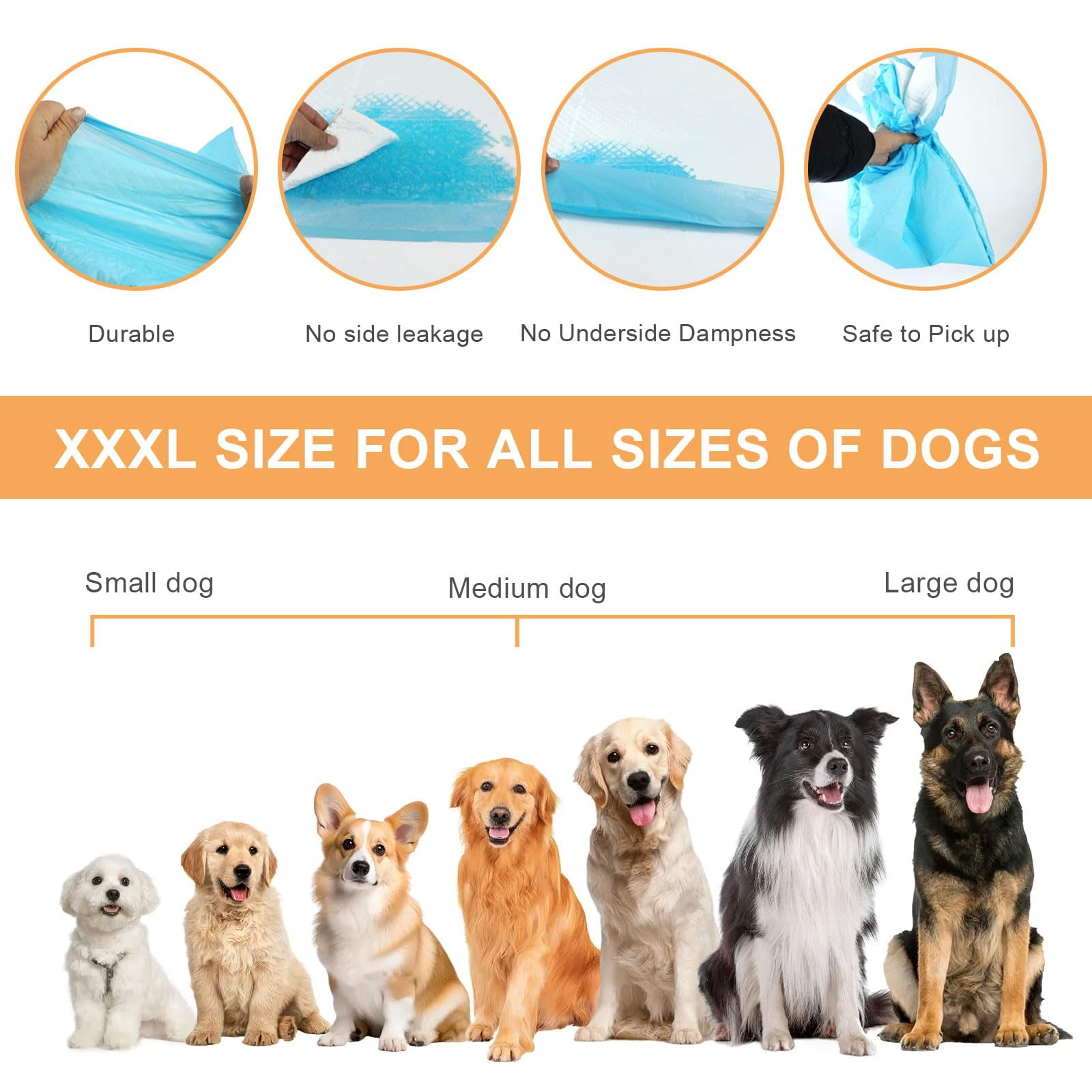 URPOWER Extra Large Dog Pee Pads 80x140cm 40 Count, 5XL Super Absorbent Puppy Pads Disposable Potty Training Pads for Dogs & Cats, Leak-Proof Wee Wee Pads, Pet Pee Pads for Car, Crate, Sofa