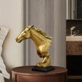 thumbnail image 1 of de cabeza de caballo de estilo nórdico, artesanías, arte, resina, regalos escultura de de animales para la decoración del gabinete , Dorado Soledad Estatua de cabeza de caballo, 1 of 10
