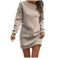 thumbnail image 1 of Robe Chandail Décontractée en Velours pour Femmes - Manches Longues Col Rond Couleur Unie pour Confort Automne/hiver, 1 of 1