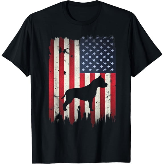 t-shirt Pitbull Terrier Dog USA American Flag 4th of July Patriotic T-Shirt mens,black,women,funny,journey,Crew Neck, Short Sleeve,printing
