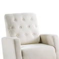 thumbnail image 3 of Clair Rocking Chair- Natural  Brown Solid Wood- Beige Button Tufted, 3 of 5