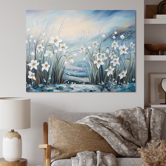 Designart "Winter'S Snowdrop Meadow I" Snowdrops Canvas Prints
