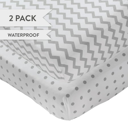Waterproof Crib Sheet No Need For Mattress Pad Cover 2 Pack