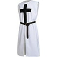 thumbnail image 2 of White Medieval Crusader Knight Tunic Costume with Belt Rustic Vintage Home Decor Gifts, 2 of 2