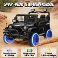 thumbnail image 3 of Joyracer 4WD 24V Ride On Toys Truck with Remote Control, 2 Seater 800W 9AH Powered Ride on Electric Car, Bluetooth MP3 Music, 4 Wheels Suspension, 3 Speeds, Black, 3 of 9