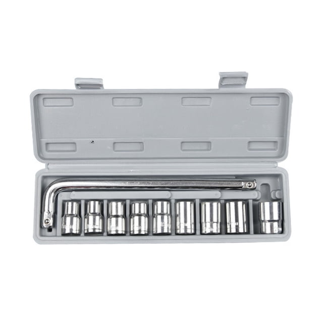 Mistaha 10-Piece 1/2-Inch Drive Socket Wrench Set with 36mm Socket Height - Includes 1 Curved Rod and 9 Sockets (8-21mm), Carbon Steel, Storage Box Included