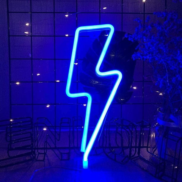 Letrero LED de neón con forma de luz, decoración de pared para cumpleaños, fiestas, bodas, Navidad y sala de estar (azul)