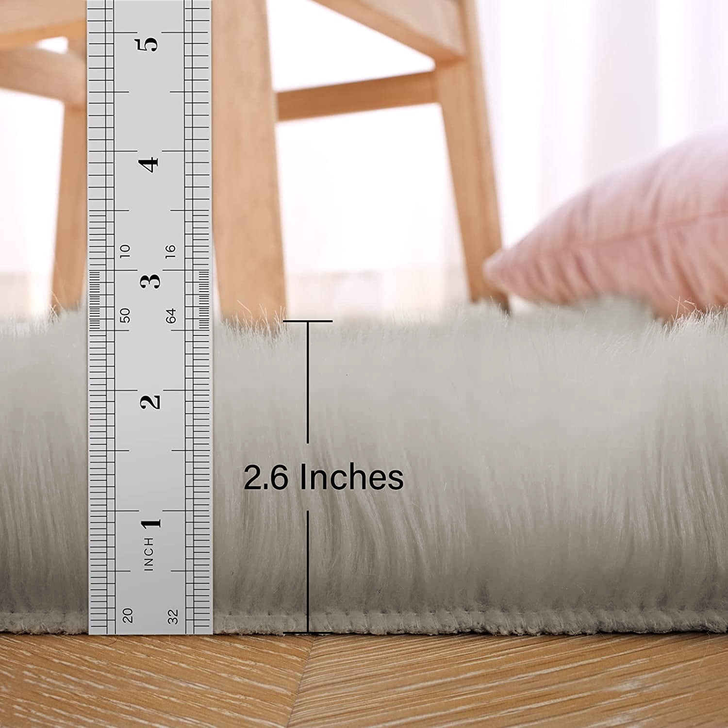 Junovo Luxury Fluffy Area Rugs Furry Rug for Bedroom Rugs Area Carpet for Living Room Bedroom Room,2'x4',Beige
