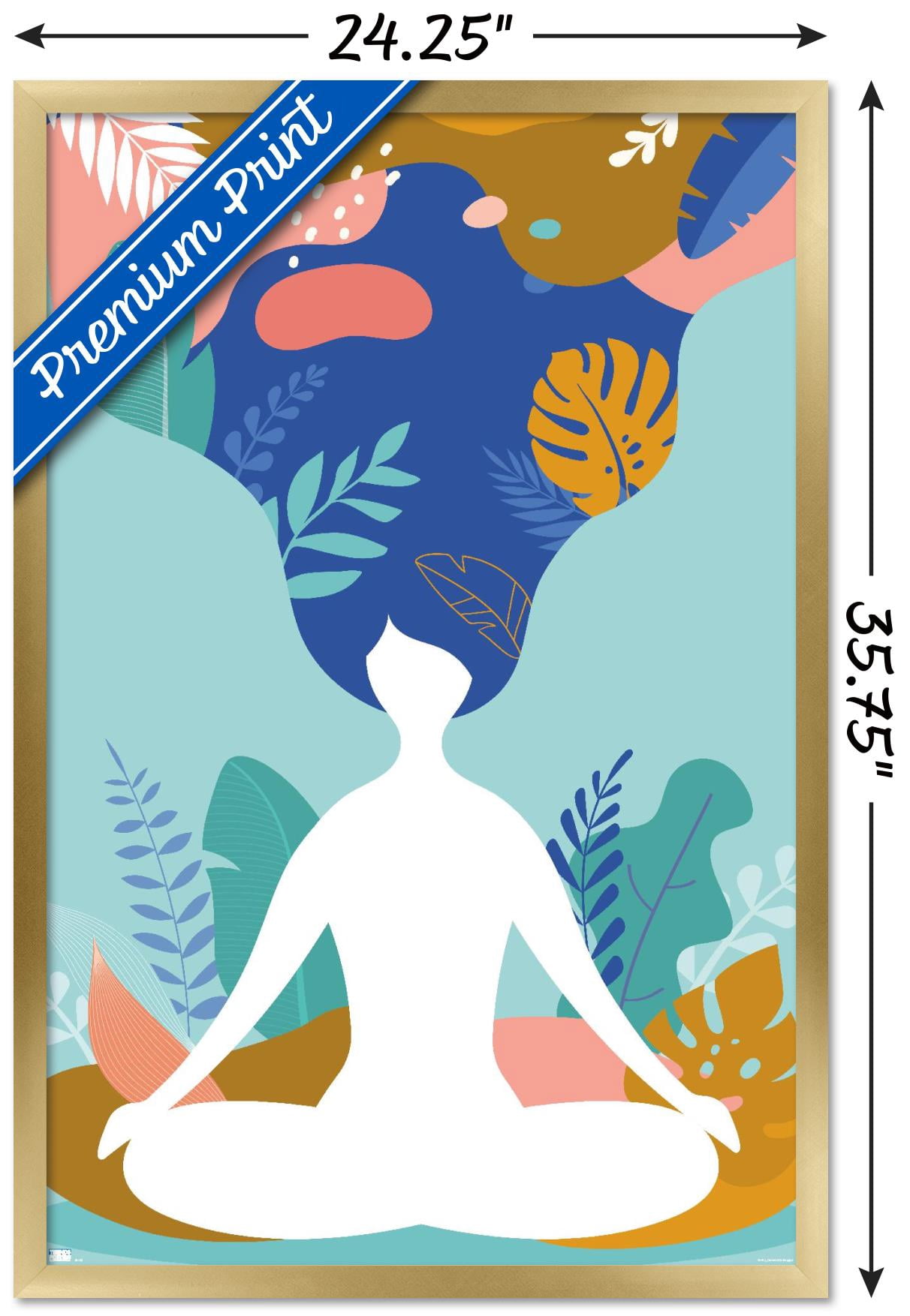 Meditation and Mindfulness Wall Poster, 22.375" x 34", Framed