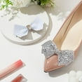 thumbnail image 4 of 1 Pair Grey Bow Shoe Clips Wedding Rhinestone Bow Shoe Buckles Bridal Removable Shoe Clips Bowknot Shoe Buckle Bag Clothing Hair Decorations, 4 of 9