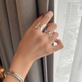 thumbnail image 2 of Women's 925 Sterling Silver Ring, Simple Geometric Hollow Design, Wide Band, Polished Finish, Fashion Index Finger Ring, 2 of 5