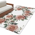 thumbnail image 2 of Retro Flower Area Rug 4x6 FT, Non Slip Kids Room Carpet, Pastoral Pastel Pink Rose Floral Leaf Washable Soft Floor Carpet Non-Shedding Throw Rug for Dorm Kitchen Study Room Home Office Bedside, 2 of 9