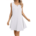 thumbnail image 2 of Vestido de Verano para Mujer, Color Liso, Cuello Redondo, Plisado, Sin Mangas, con Bolsillos, , Talla M, 2 of 9