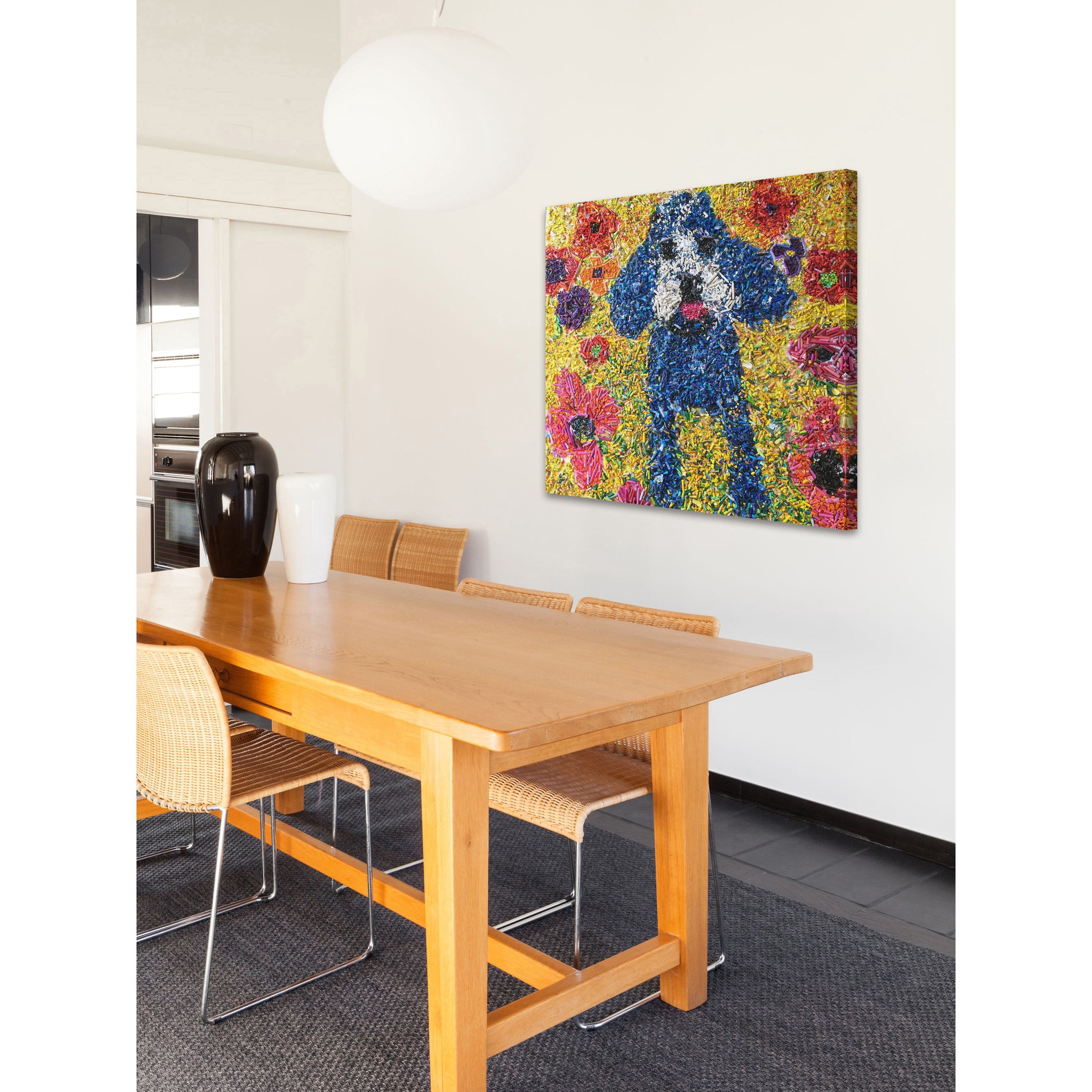 Marmont Hill "Crayon Collage Pup" by Michelle Rivera Painting Print on Wrapped Canvas