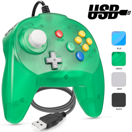 Miadore USB N64 Controller, Classic Retro Wired N64 Game pad Joystick for Windows PC MAC Linux Raspberry Pi 3 Genesis Higan(2021 New Version,Clear Green)