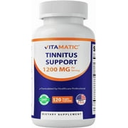 Vitamatic Tinnitus Relief Support – 120 Veggie Capsules – 1200 mg Per Serving- Supports Ear Health, Reduces Ringing in Ears, Non GMO- Gluten Free