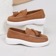 thumbnail image 4 of Dpityserensio Women's Fashionable And Casual Four-Season Loafers Solid Color Tassel Round Toe One-Foot Flat Shoes, 4 of 7