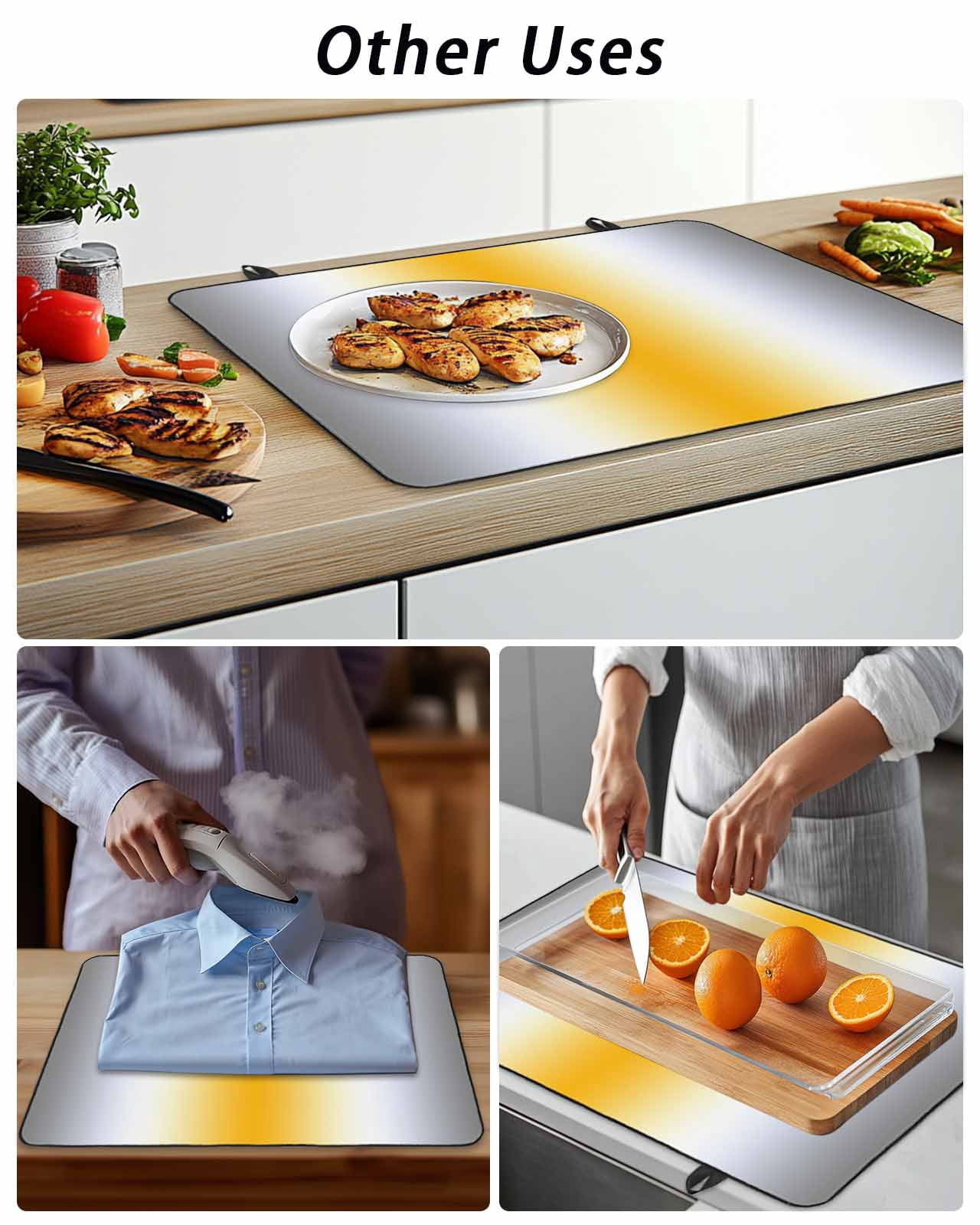 Stove Top Covers for Electric Stove, Orange Grey White Glass Stovetop Cover Protector, Farmhouse Ombre Color Modern Simple Induction Cooktop Protector Oven Mat for Kitchen Countertop 28.5"x20.5"