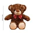 thumbnail image 3 of Hvmvliv Stuffed Plush Toys Classic Bow Tie Teddy Bear Plush Toy Soft Furry Stuffed Animal in Neutral Shades for Tabletops Sofa Decoration Long-Lasting Comforting Companion Gift Brown, 3 of 6