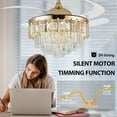 thumbnail image 3 of Datingday 42 Inch Crystal Ceiling Fans with Lights，Modern Crystal Ceiling Fan with Lights and Remote ,6 Speed 3 Color Dimmable Quiet Bladeless Fan,Reversible Mode,Unique Home Decor,Gold, 3 of 8