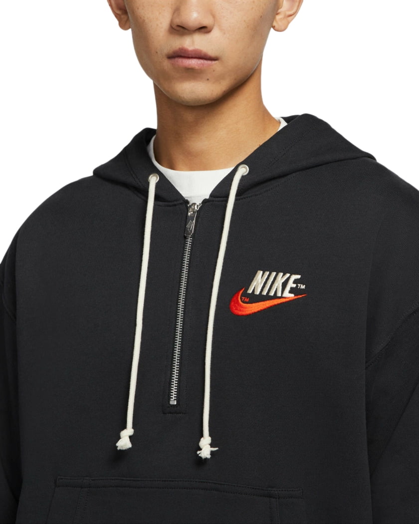 Men's Nike Sportswear Black Retro Logo French Terry Half Zip Men's Nike Sportswear Black Retro Logo French Terry Half Zip