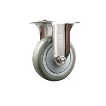 4 Inch 316SS Gray Polyurethane Wheel Rigid Top Plate Caster Service Caster