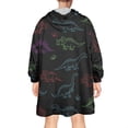 thumbnail image 2 of Wearable Oversized Blanket,Neon Outline Dinosaurs Wearable Blanket Hoodie for Adults,Cozy Hooded Blankets with Super Pockets,Super Warm Fuzzy Pullover for Women & Men, 2 of 6