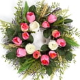 thumbnail image 3 of Adeeing 22in Tulip Wreath for Front Door Spring Wreath Artificial Floral Wreath for Summer Home Holiday Decor, 3 of 8