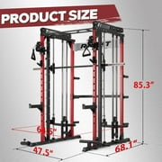 RitFit M1 Smith Machine with Cable Crossover System, Multi-function Squat Rack Power Cage for Home Gym, Power Rack and Packages