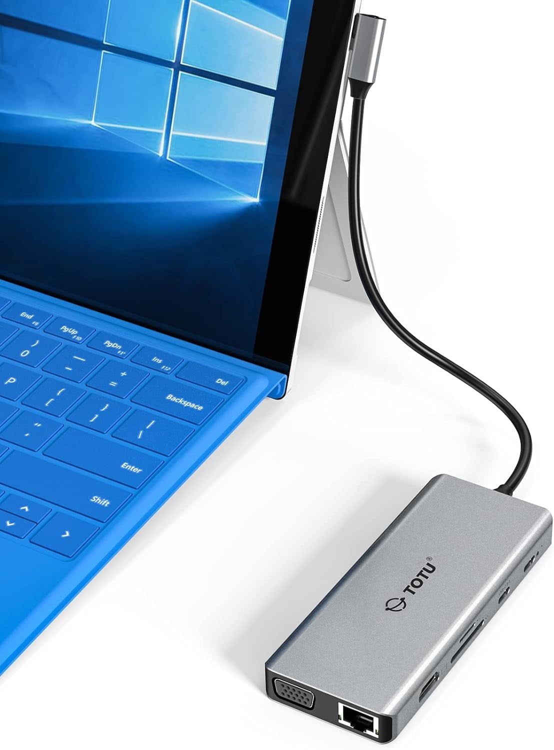 AsterOutdoor USB C Hub, 12 in 1 Surface Pro Docking Station