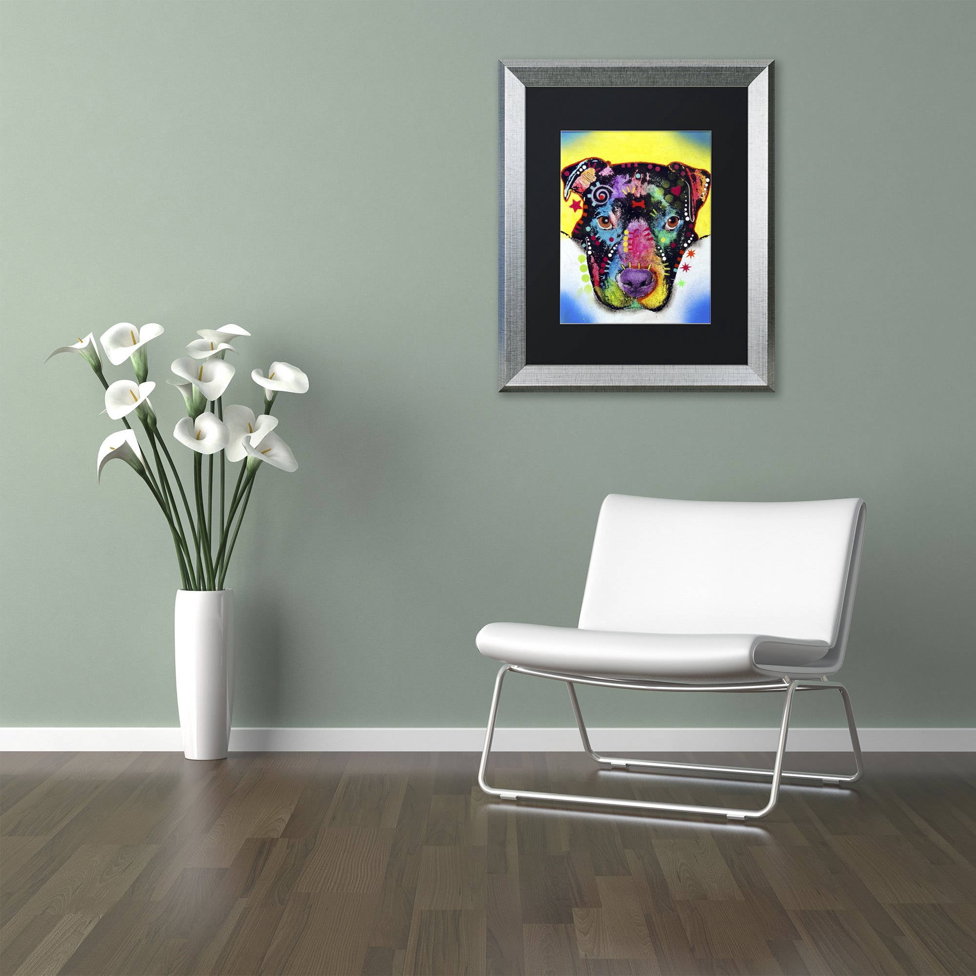 Trademark Fine Art "Otter Pitbull" Canvas Art by Dean Russo, Black Matte, Silver Frame