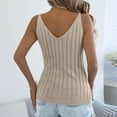 thumbnail image 2 of Felirenzacia Women's V Neck Crocheted Knitted Tank Top， Casual Boho Summer Sleeveless Top,Khaki,S, 2 of 8
