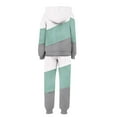 thumbnail image 4 of WMTBSRSW Girls Fleece Sweatsuit Color Block 2 Piece Sweatsuits for Teens Thermal Hoodies Sweatshirts and Jogger Sweatpants Sweat Set 10-11Years, 4 of 6