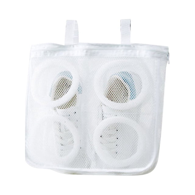 EeaseMX Bolsa de malla transpirable, plegable y portátil para tenis, botas y zapatos, bolsa cuadrada para lavar la ropa (blanca)