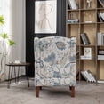 thumbnail image 3 of S-HOME Accent Chair with Retro Wood Legs, Floral Design Upholstered Armchair for Living Room Office and Bedroom Comfort, 3 of 12
