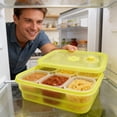 thumbnail image 4 of Silicone Food Storage Container, Foldable Dispensing Box With Exhaust Valve Sealing, for Microwave and Refrigerator, Yellow, 4 of 6