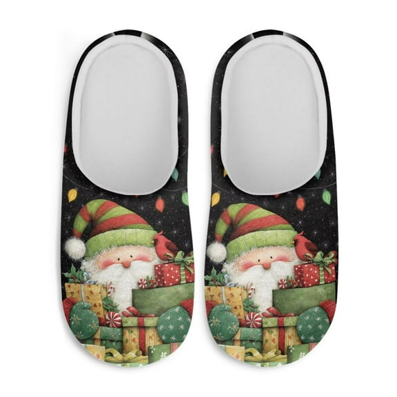 Uourmeti Santa Claus Gifts Women's Memory Foam Slippers Plush Fuzzy Soft Non Slip Indoor Outdoor House Shoes Comfortable Sole Lightweight Cozy Warm & Non Slip