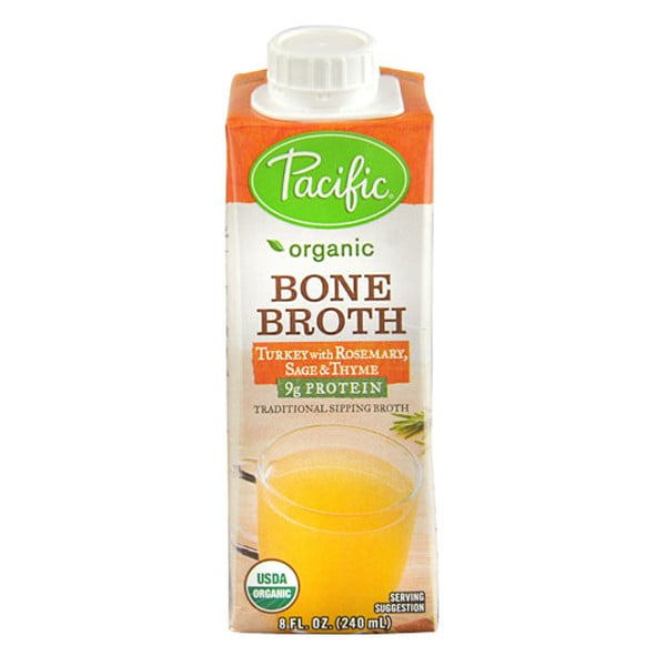 Pacific Organic Turkey with Rosemary, Sage & Thyme Bone Broth 8 oz Cartons Pack of 12
