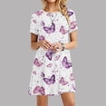 thumbnail image 1 of SMihono Robe d'Été Grande Taille pour Femmes 2023 Mode à Manches Courtes Imprimée Col Rond Robe Mini Ample pour Dames, 1 of 6
