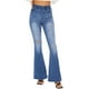 thumbnail image 2 of Pantalones vaqueros con parte inferior de campana para mujer, pantalones vaqueros acampanados de cintura alta rasgados con cintura elástica, pantalones vaqueros ajustados elásticos con dobladillo crudo 256-blue10, 2 of 5