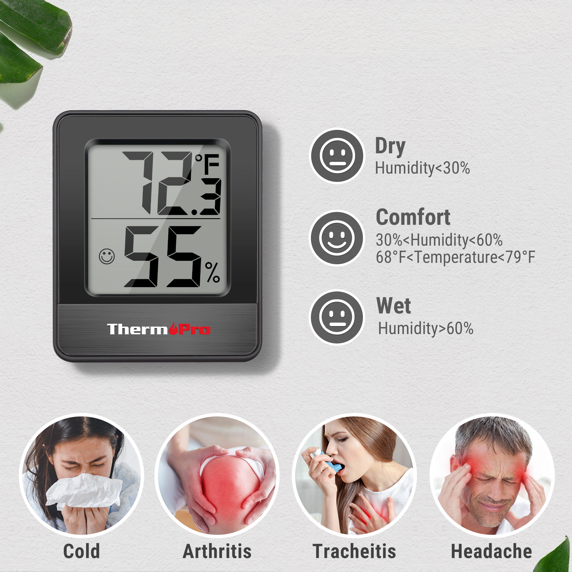 ThermoPro TP50 Digital Hygrometer Indoor Thermometer+ThermoPro TP49 3  Pieces Digital Hygrometer Indoor Thermometer Humidity Meter