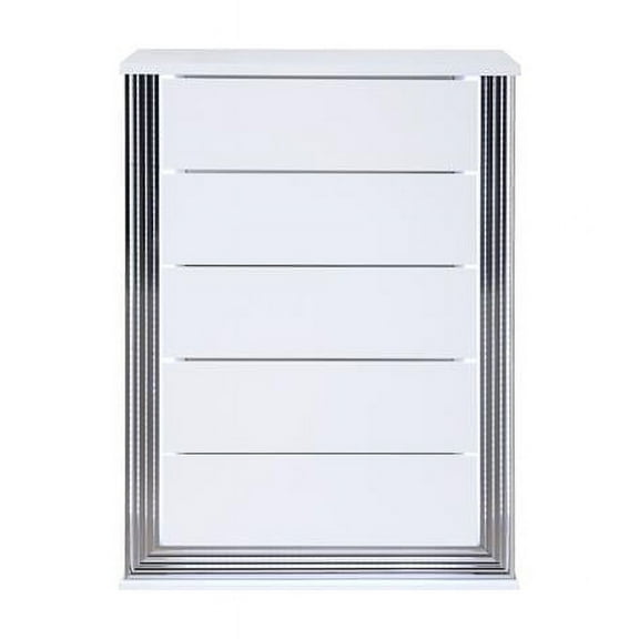 Global Furniture USA Ylime Metallic Smooth White Chest With LED