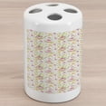 thumbnail image 1 of Garden Art Ceramic Toothbrush Holder, Thriving Botany Themed Spring Peony Blossoms and Buds on Off White Background, Decorative Versatile Countertop for Bathroom, 4.5" X 2.7", Multicolor, 1 of 4