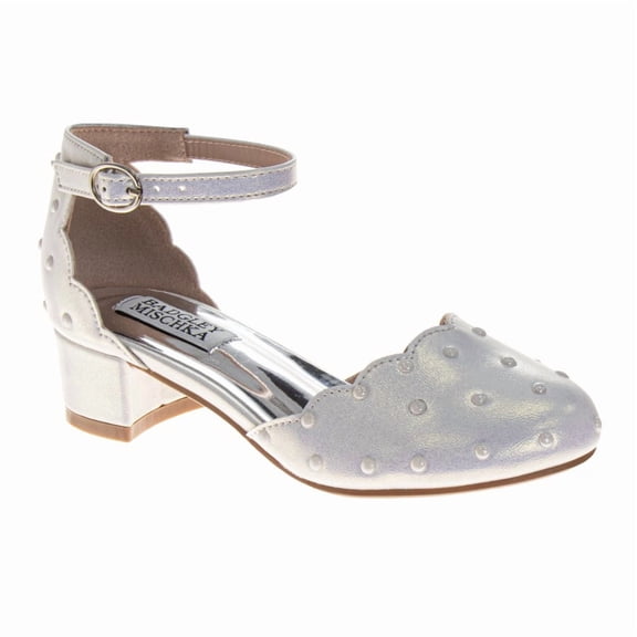 Badgley Mischka Girl Ankle Strap Dress Shoes (Little Kids), White, Size: 1