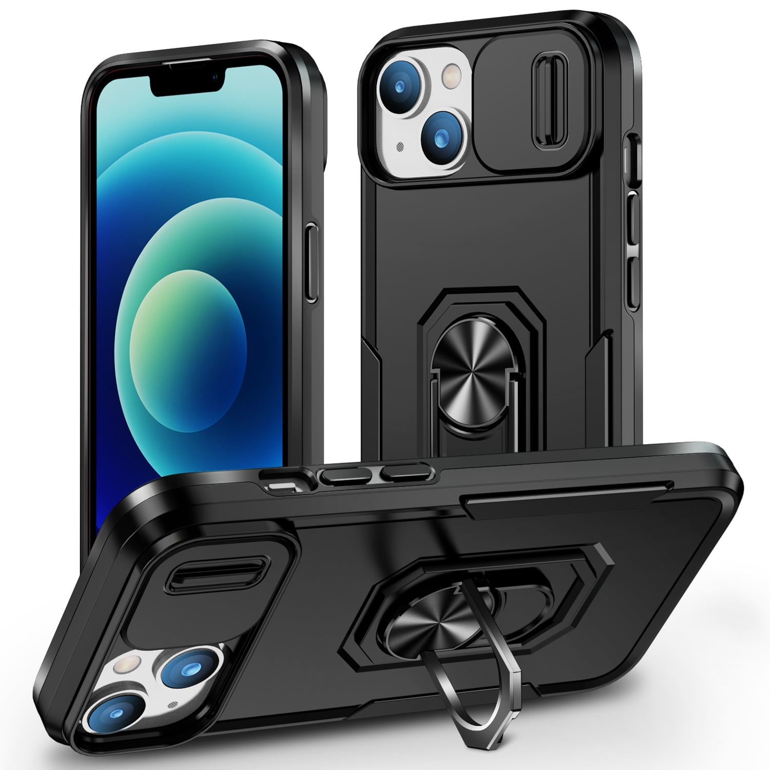 Apple iPhone 14 Plus Tamperli Glossy Cam Kapak – LV Black – Casewi