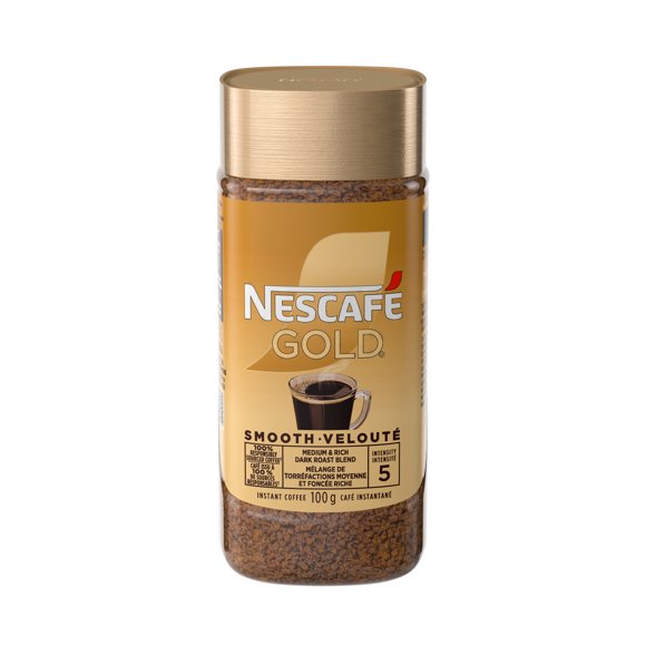 NESCAFE GOLD Smooth Premium Instant Coffee, Dual Roast Blend Of Medium & Dark Roast