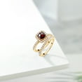 thumbnail image 4 of Gem Stone King 18K Yellow Gold Plated Silver Wedding Engagement Ring Band Bridal Garnet Moissanite (1.47 Cttw), 4 of 5