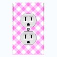 thumbnail image 1 of Metal Light Switch Wall Plate Outlet Cover (Pastel Pink Gingham Picnic Wallpaper- Single Duplex), 1 of 2