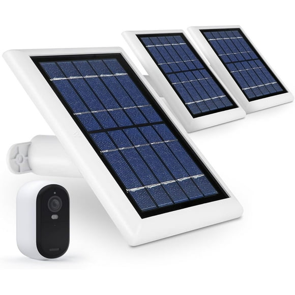 **solar panel compatible with arlo essential 2k outdoor security camera (2nd gen) / xl (2nd gen) & essential spotlight (camera not included) - (3-pack, white)